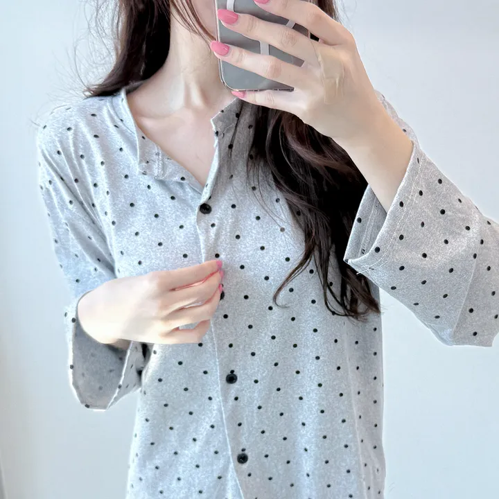 그레이 도트 땡땡이 가디건 긴팔 봄 여름 간절기 파자마 잠옷 세트 #B.Night 촬영용잠옷/공주잠옷/생일선물/유튜브 #8232 상세 이미지 11