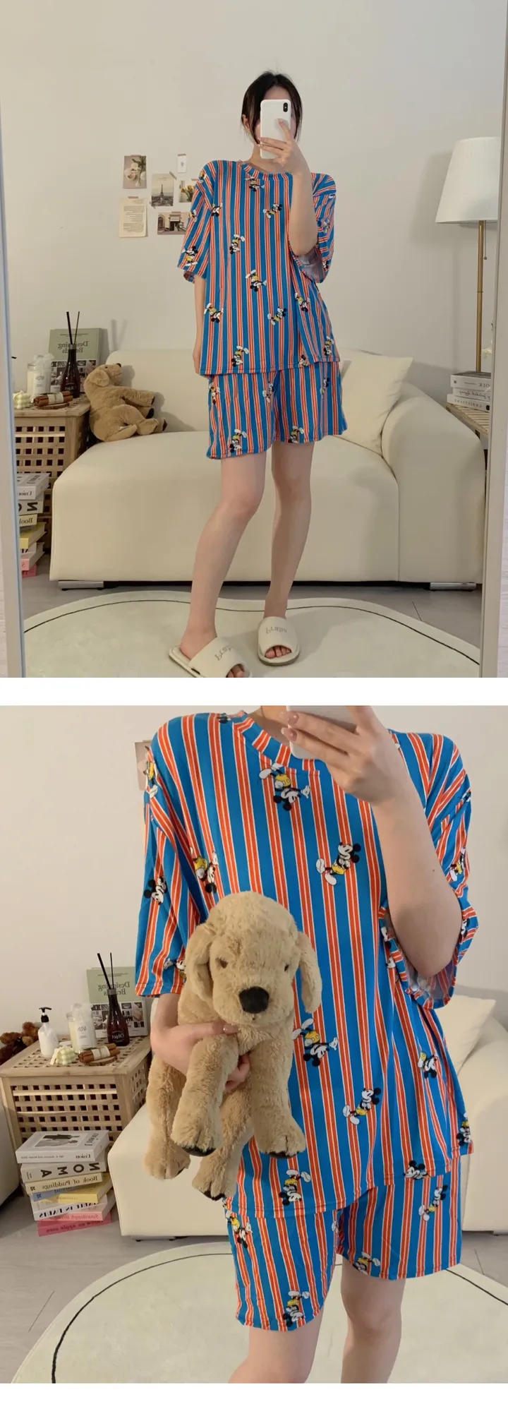 [디즈니정품] 치즈 디즈니 반팔 잠옷세트 빅사이즈 커플 여름 파자마 상세 이미지 23