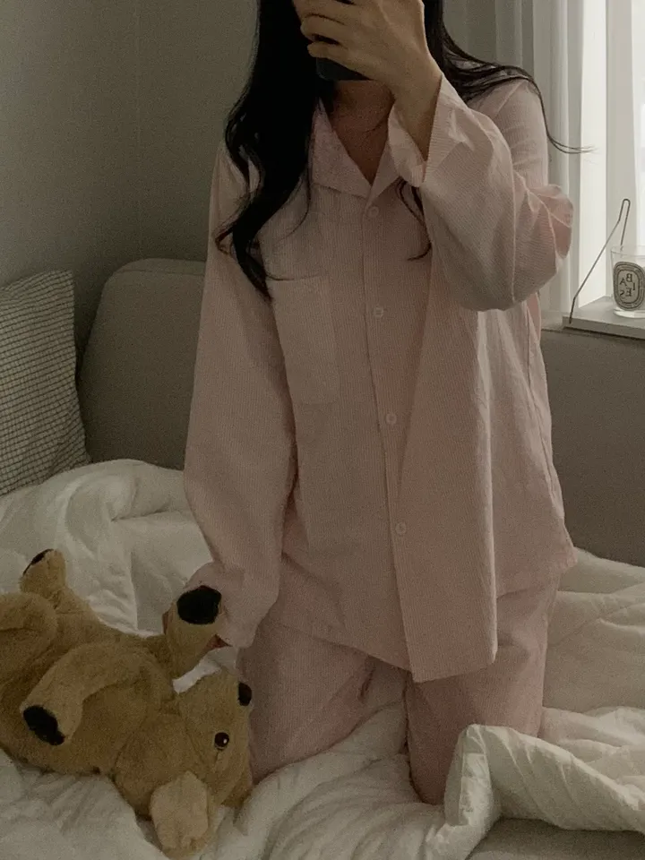 [자체제작][2size/4color] shirt pajamas set 커플잠옷 상세 이미지 9