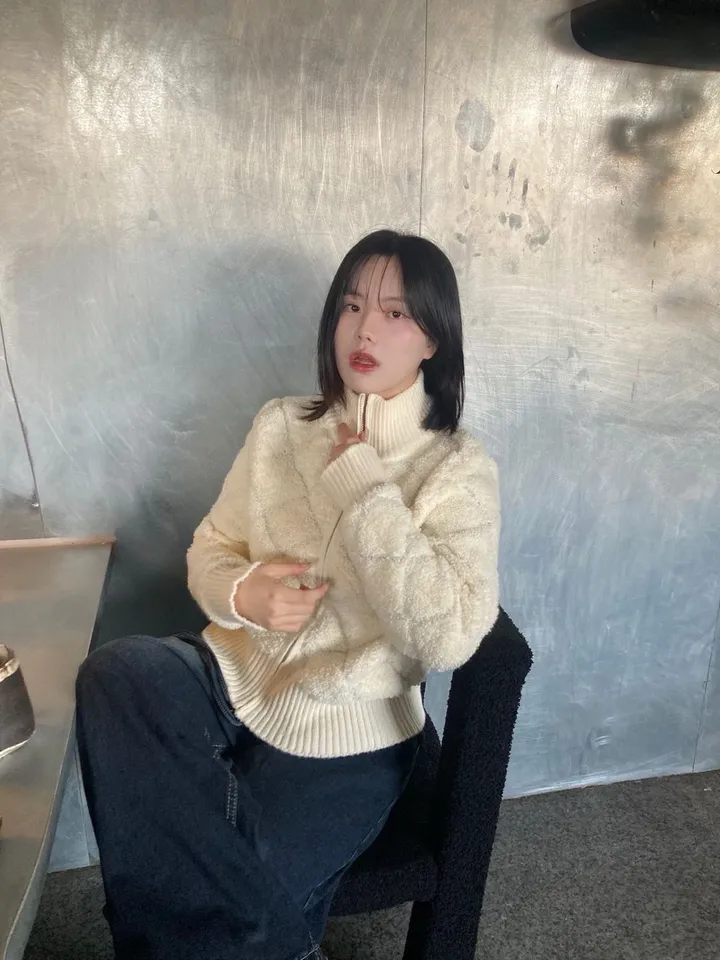 당일출고/허리꽉잡아줌/개강룩/퀼팅부클니트점퍼 상세 이미지 14