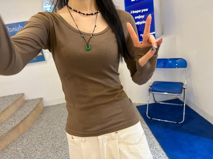 *라인대박 착붙 쫀쫀 스판 유넥 워머 데일리 긴팔 티셔츠 상세 이미지 17