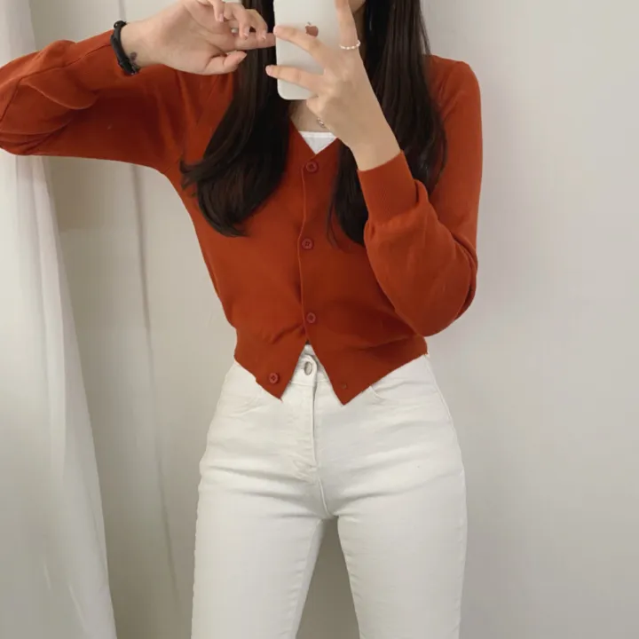 (데일리)소프트 기본 긴팔 니트 크롭 브이넥 가디건 5color 상세 이미지 28