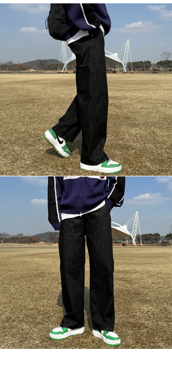 [당일출고][두장묶음할인]남자 란모 봄 가을 사계절 밴딩 와이드 청바지 데님팬츠 상세 이미지 36