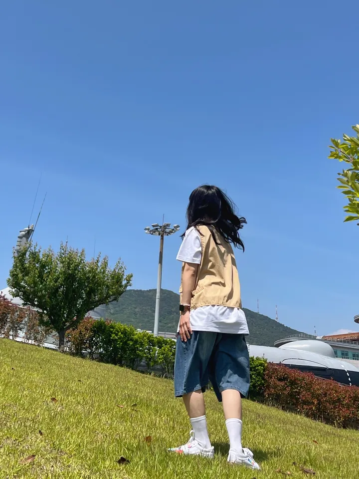 Picnic With A Cat 고양이와 물고기 친구들 자수 버뮤다 반바지 상세 이미지 16