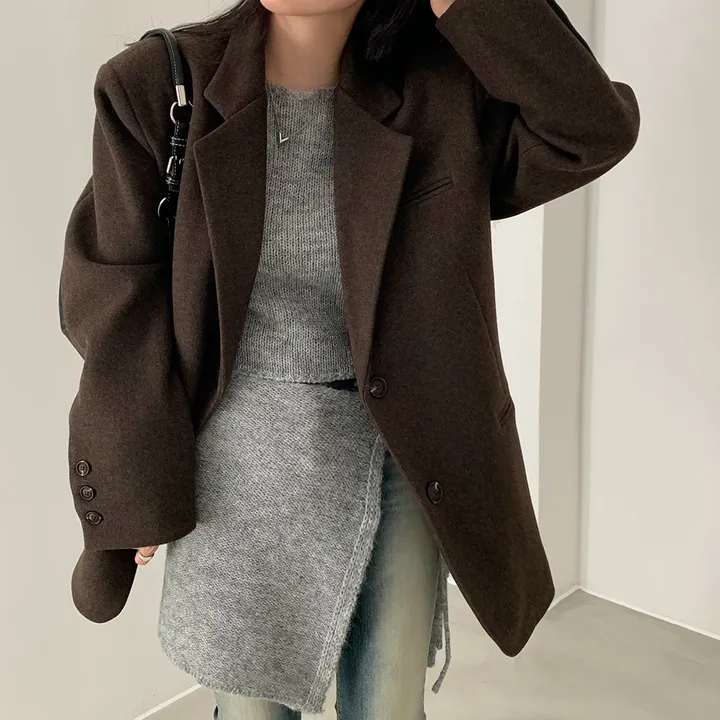 [wool100%/브랜드공정]  윈터 싱글 투버튼 카라 리얼 울 자켓 블레이저 - jk 상세 이미지 73