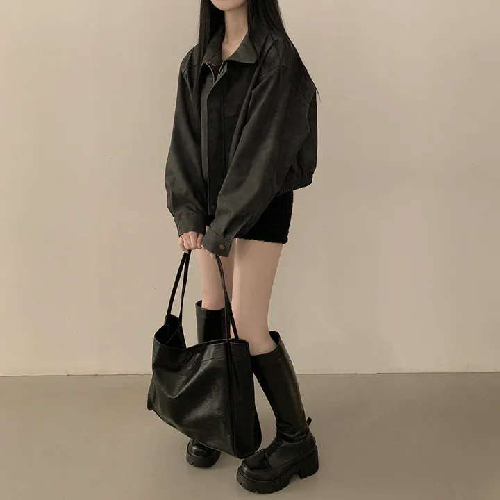 [고퀄!/빈티지레더✨] 매트 무광 오버핏 가죽 스웨이드st 자켓 점퍼 상세 이미지 25