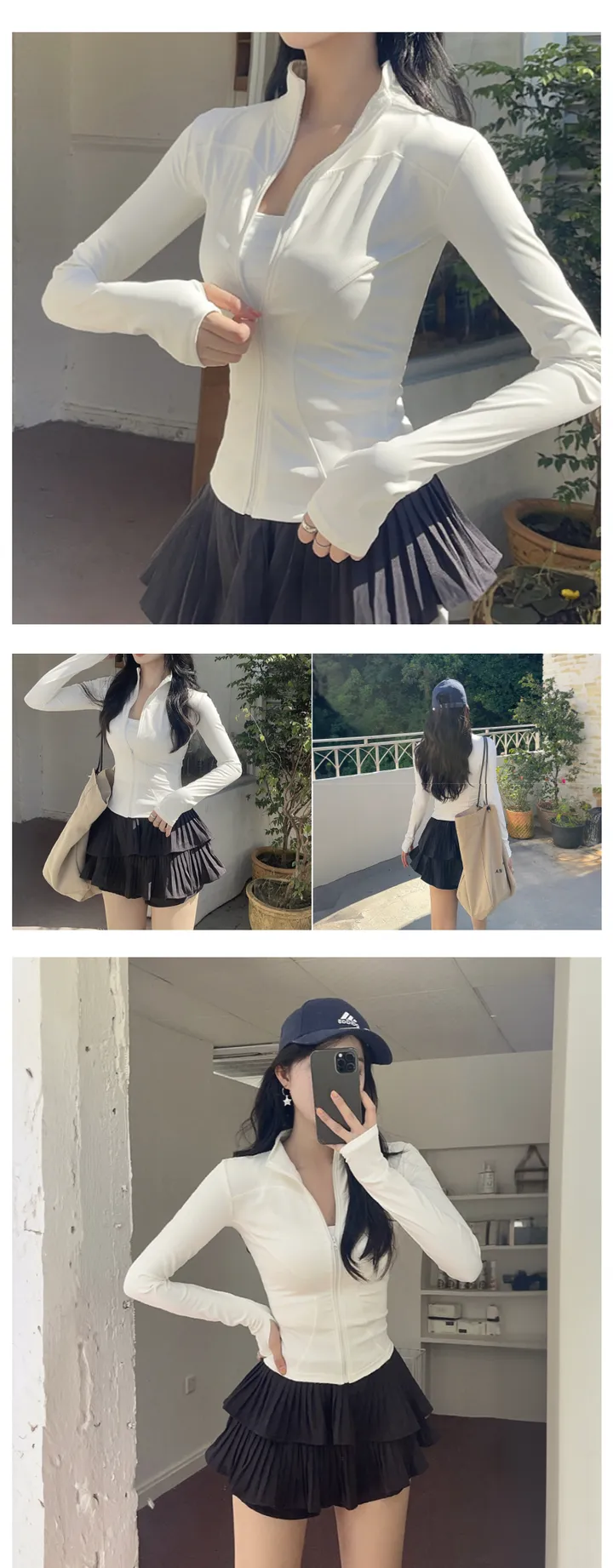 *묶음할인/날씬핏* 에리시 핑거홀 슬림핏 긴팔집업 트레이닝 반넥 하프넥 필라테스 운동 헬스 요가 상의 상세 이미지 20
