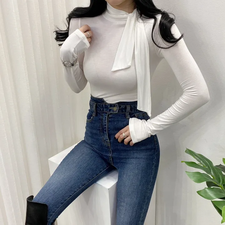 🚀당일발송🚀 [여성미가득] 럽럽 스카프 폴라 티셔츠 상세 이미지 4