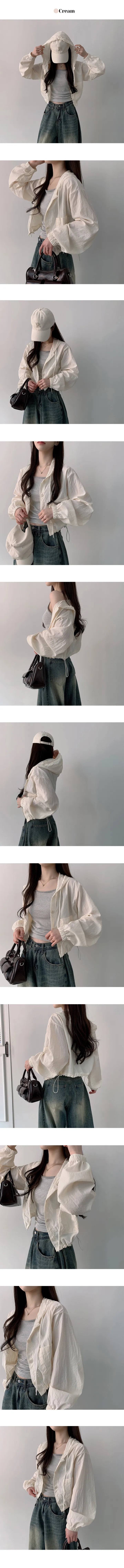 [여름까지/간절기필수템!] 다조 세미 크롭 후드 바람막이 자켓 (3color) 상세 이미지 6