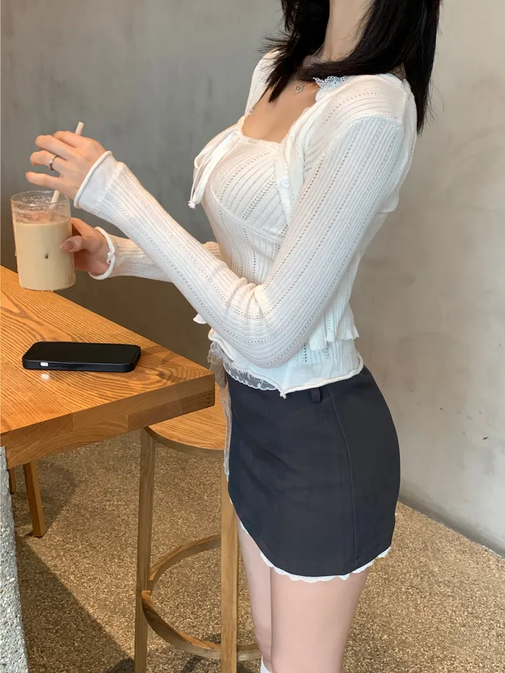 아인 레이스 리본 나시 가디건 세트 상세 이미지 23