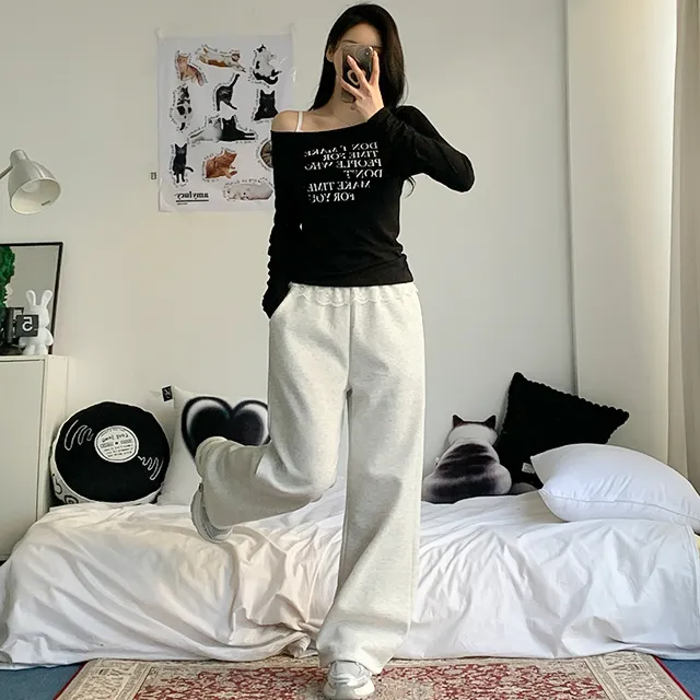 [날씬여리/3col] 해프닝 원숄더 레터링 시스루 긴팔 티셔츠 / 빈티지레터링 / 프린팅티셔츠 / 언발넥 / 오프숄더 / y2k / 트렌디 / 힙무드 / 군살커버 / 여리글램 상세 이미지 34