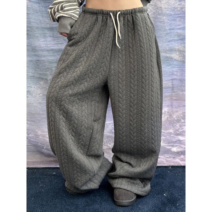 누빔🌡️[UNISEX/소장추천!]퀼트 블랭킷 웜업 케이블 포인트 윈터 루즈 와이드 트레이닝 팬츠(4color/5-7일 여유주문) 상세 이미지 36
