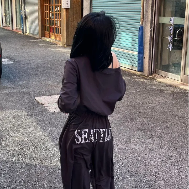 [🔥최저가!/set가격!/힙무드] 시애틀 빈티지 크롭 원숄더 트레이닝 셋업_4color 상세 이미지 23