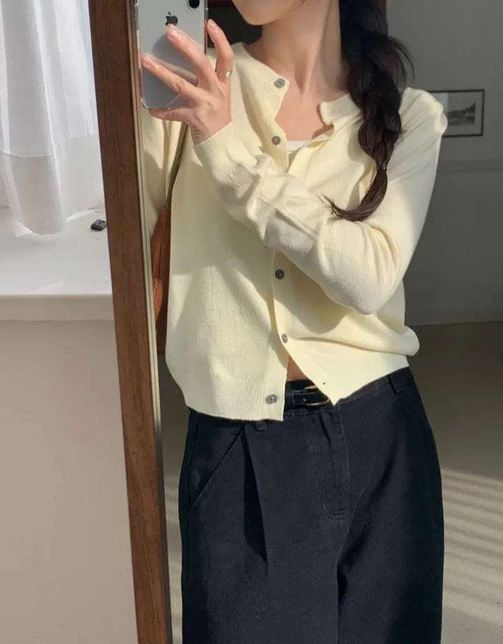 [재구매템/부들부들/기본가디건] 베이직 라운드 니트 가디건 5color / 라운드넥 긴팔 간절기 하객룩 상세 이미지 23
