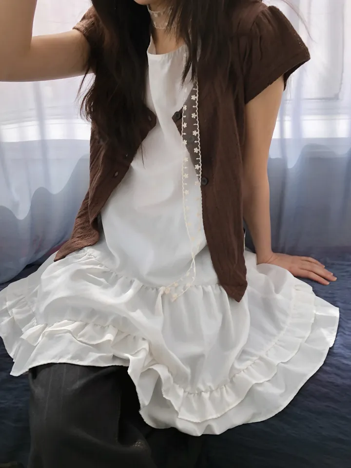 밤비 빈티지 펀칭 반팔 가디건 상세 이미지 6