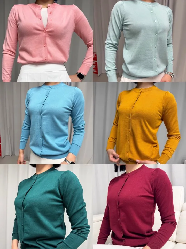 [빅사이즈/12COLOR] 기본템 심플 라운드넥 스판 니트 가디건 상세 이미지 4