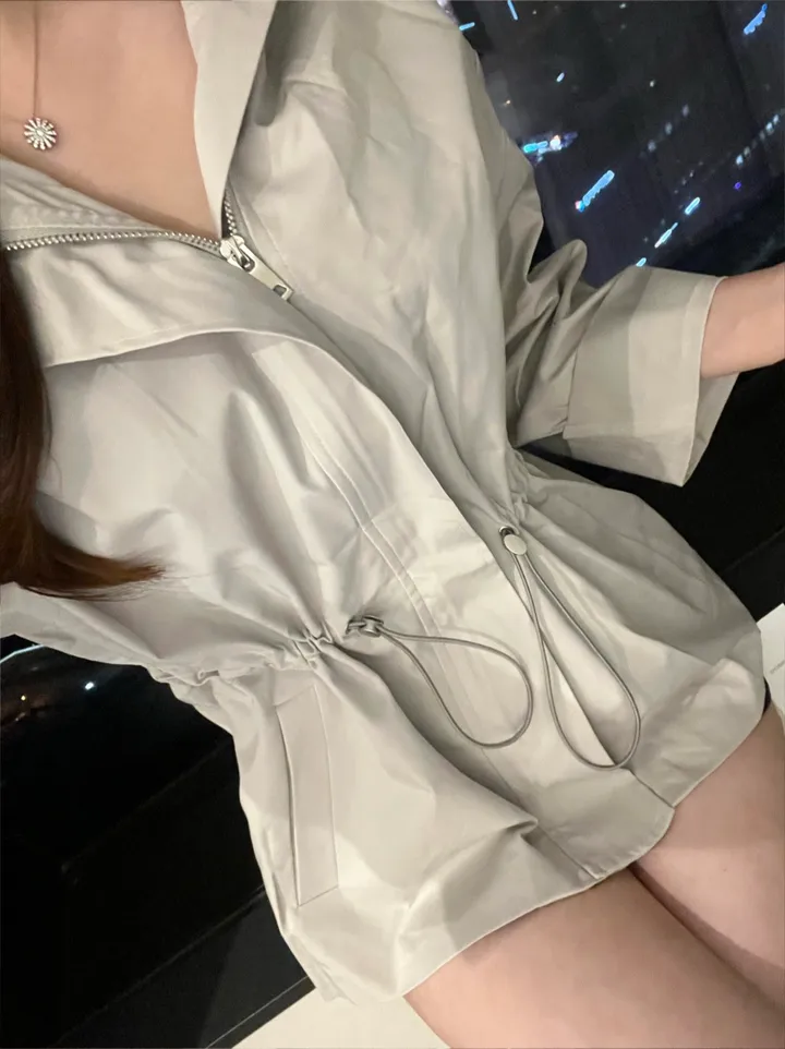 *주문폭주🖤*[이건무조건!!/고퀄] 막스 후드 스트링 셔링 점퍼 바람막이 후드집업 셔링 프릴 박시핏 후드점퍼 야상 수입의류 데일리 마실룩 3color 상세 이미지 12