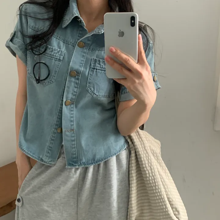 [여름자켓/데일리] 라이크 롤업 투포켓 반팔데님 자켓, 셔츠 - 3color 상세 이미지 30