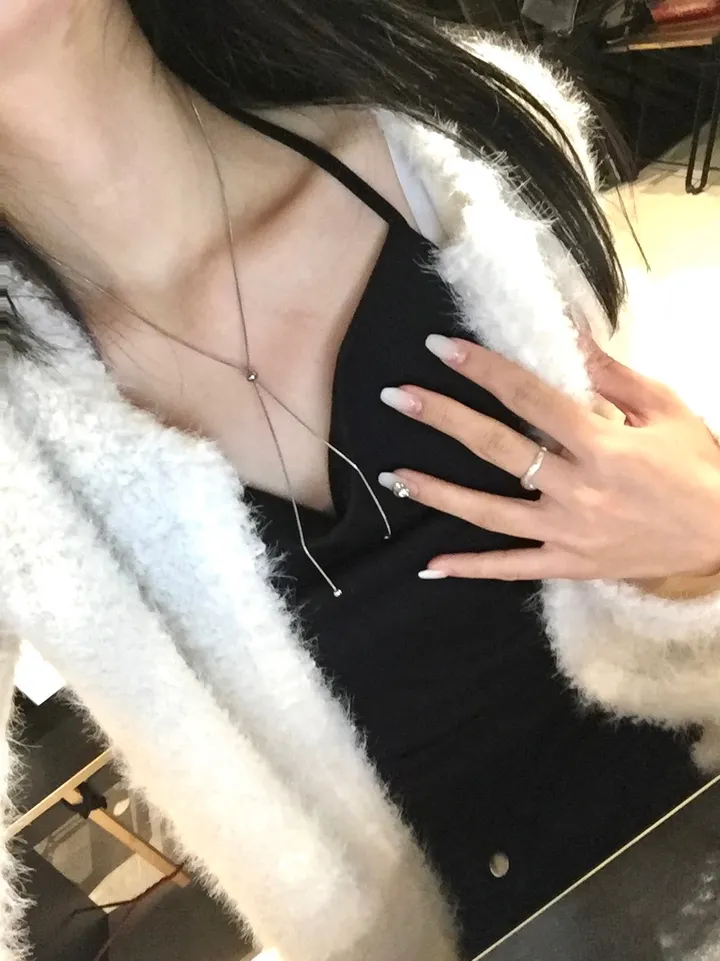 2LINE DROP NECKLACE 2라인 드롭 실버 목걸이 상세 이미지 4