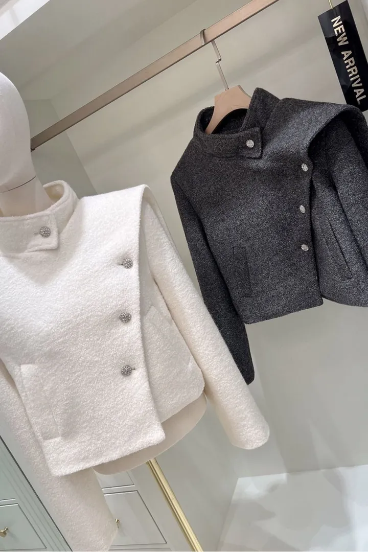 다미 프리미엄 머플러 세미 크롭 코트 (2colors) 상세 이미지 15