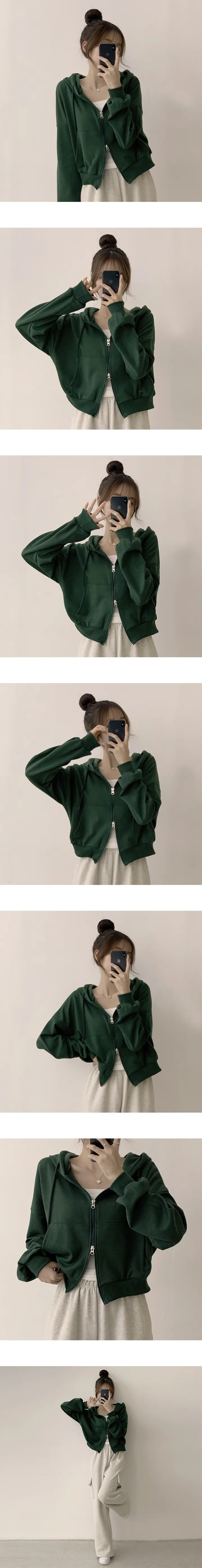 [리뷰95%만족!/자신있는 추천!] 무려 9가지 컬러~ 가을 데일리 베이직 캐주얼 세미 오버핏 크롭 후드집업 봄옷 교복 아우터 9color 상세 이미지 5