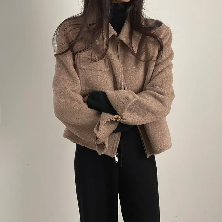 (오버핏,울100) 보들 데일리 핸드메이드 숏코트 상세 이미지 13