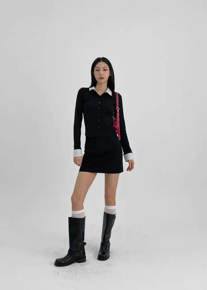 [1천장판매] [MADE] 하이엘 배색 카라 가디건 [가디건 데일리 포인트 레이어드 슬림핏 긴팔 버튼 배색 셔츠 심플] 상세 이미지 19