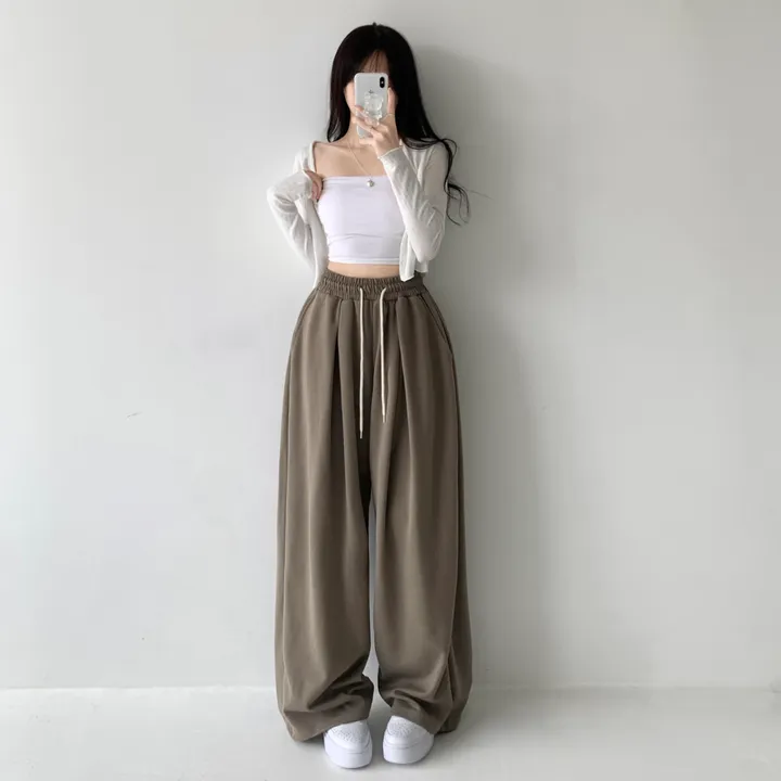 키작녀ver추가❤[하체커버,힙한핏🖤/사이드핀턱] 윈드 허리 밴딩 앞핀턱 사이드핀턱 밴딩 와이드 하이웨스트 로우라이즈 트레이닝 팬츠 바지 키작녀 키큰녀 하비추천 상세 이미지 29