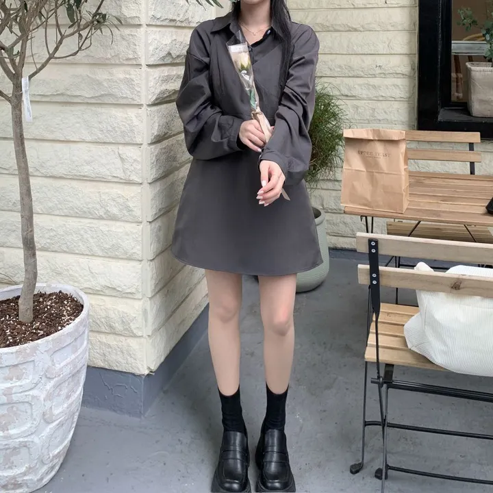 [set🖤/기장조절/데이트룩] 셔츠ops+뷔스티에ops 투피스 레이어드 세트set 상세 이미지 34