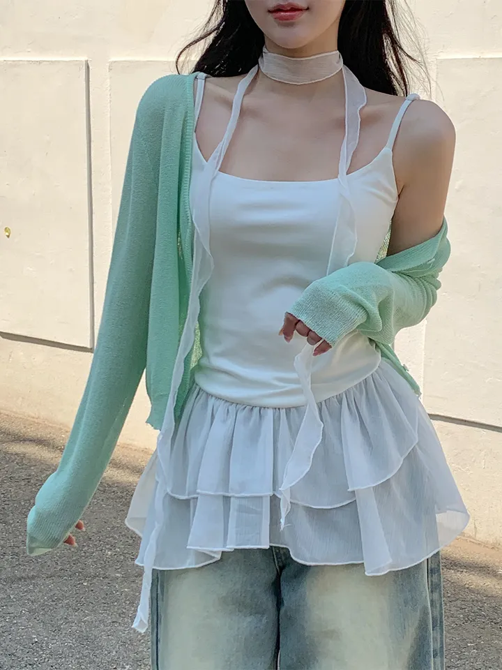 [여름까지🩵/핏강추] 르비 시스루 여리핏 세미 크롭 브이넥 긴팔 가디건 5colors 상세 이미지 36