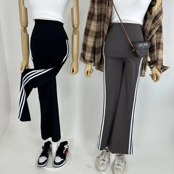 [최저가/몸매보정/데일리/운동/헬스/필라테스/코디추천] 하이 쫀쫀 스판 삼선 배색 트랙 라인 부츠컷 밴딩 레깅스 (2COLOR) 상세 이미지 8