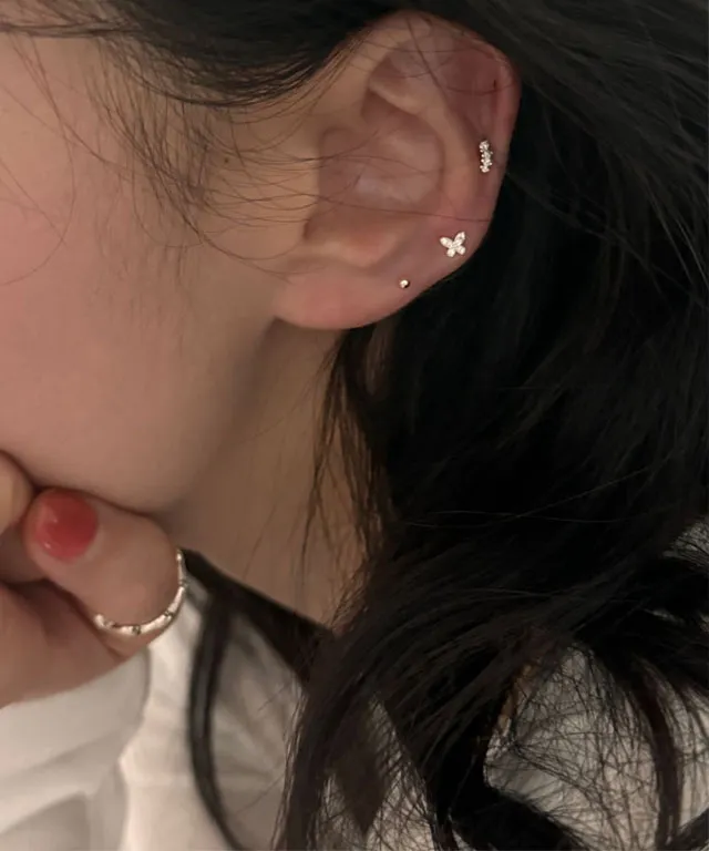 [925silver/3set] some one 미니 나비 큐빅 볼 925실버 피어싱세트 상세 이미지 1