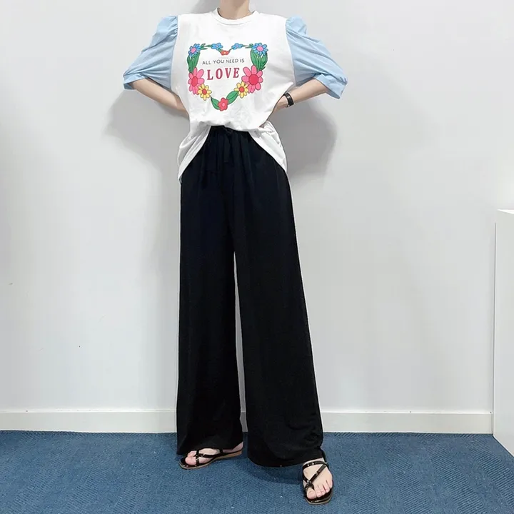 (55~99) 빅사이즈 오버핏 밴딩 와이드 팬츠 상세 이미지 18