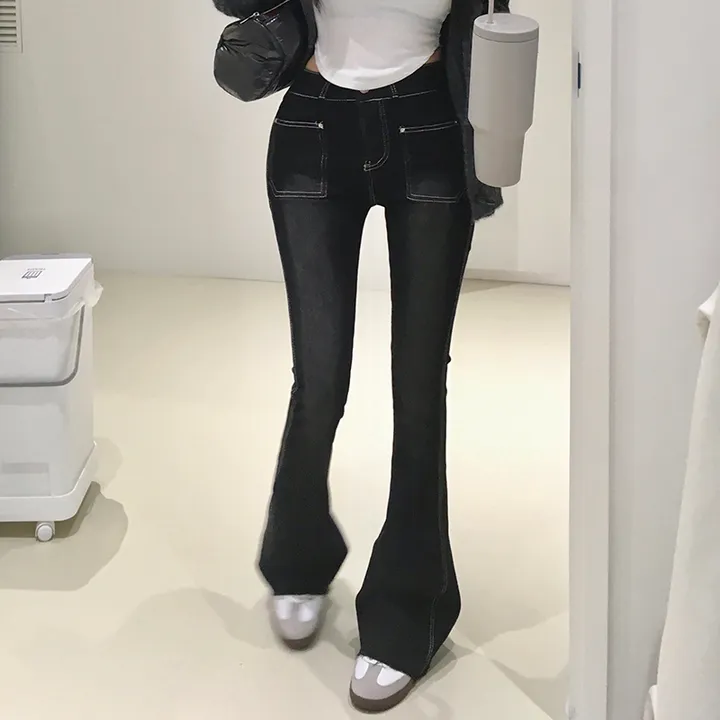 *XS~L*[인생핏!/골반패드] 푸린 앞포켓 부츠컷 데님팬츠 하이웨스트 롱부츠컷 세미부츠컷데님 상세 이미지 5