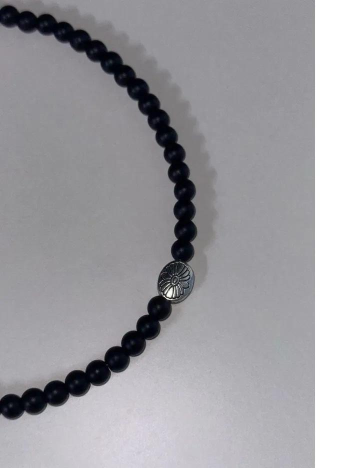 [Handmade/오늘만할인] 당일발송 빈티지 연꽃 무광 블랙 원석 써지컬 목걸이 레이어드 목걸이 우정템 커플템 상세 이미지 4