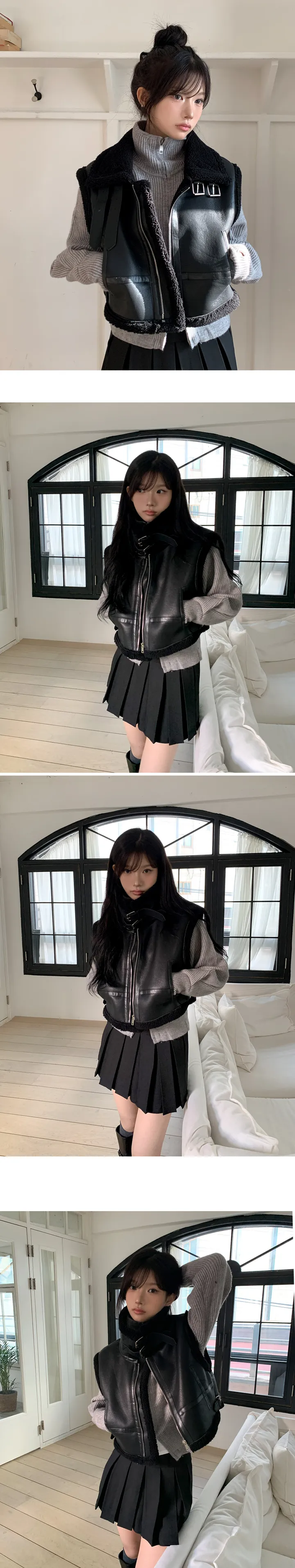 [데일리/11컬러🖤] 폴라 투웨이 핀턱 소매 포인트 니트 집업 - 11color 상세 이미지 12