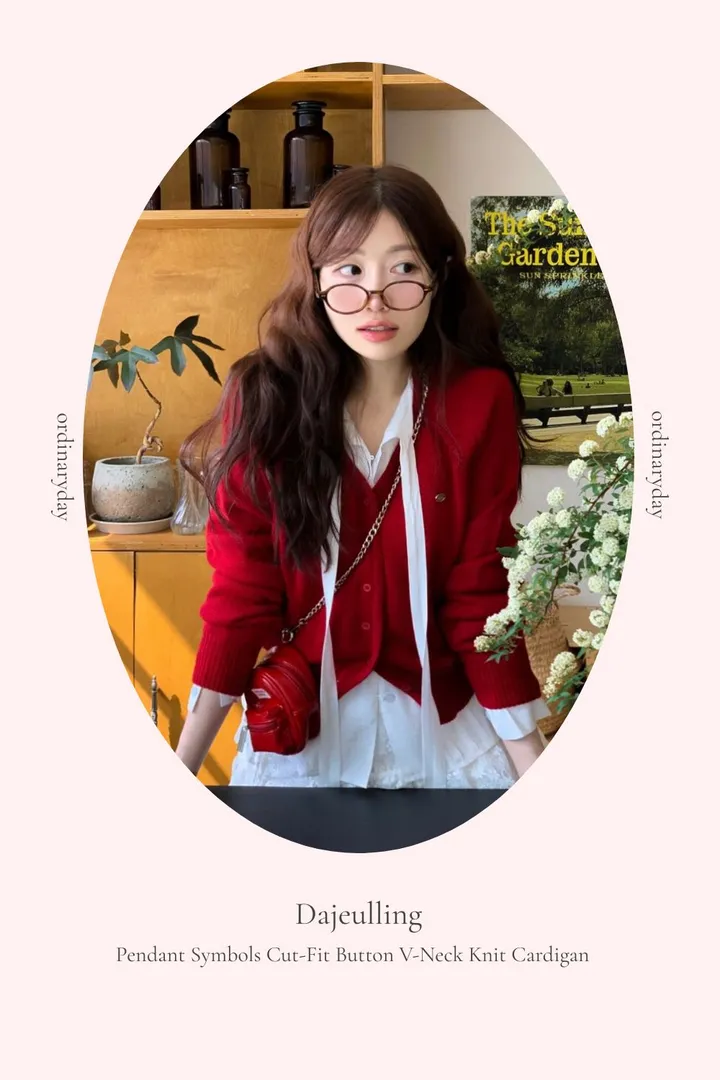 [펜던트/잘록핏]다즐링 펜던트 심볼 잘록핏 버튼 브이넥 루즈핏 니트 가디건 5color 상세 이미지 16