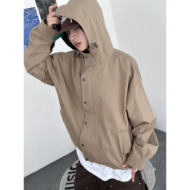 [UNISEX]라코 컬러 배색 포인트 빈티지 후드 야상 점퍼 자켓(3color) 상세 이미지 14