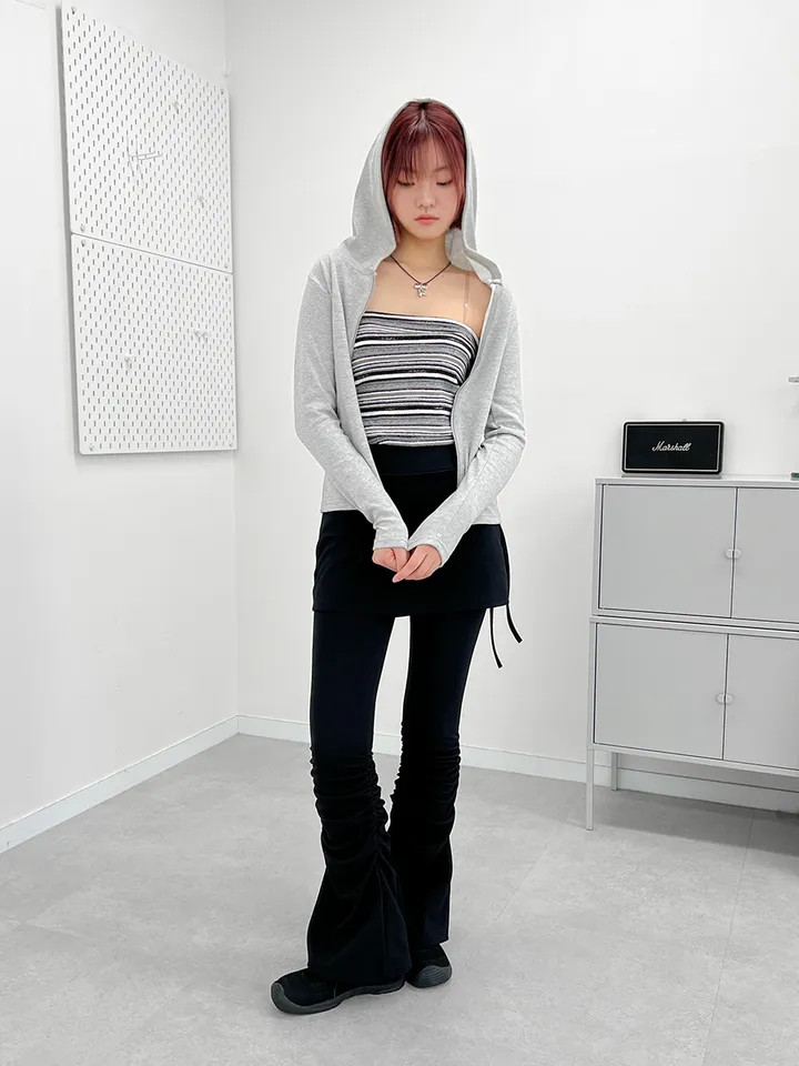 셔링 부츠컷 스판 밴딩 치마바지 랩스커트 팬츠(2color) 상세 이미지 14