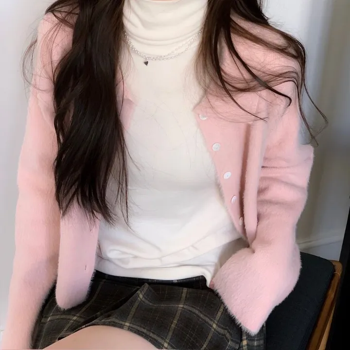 [딸기우유색감🍓+🐮부드러워요]스트로베리밀크 앙고라 소프트 여리 루즈핏 버튼 카라넥 니트 가디건 3color 상세 이미지 21