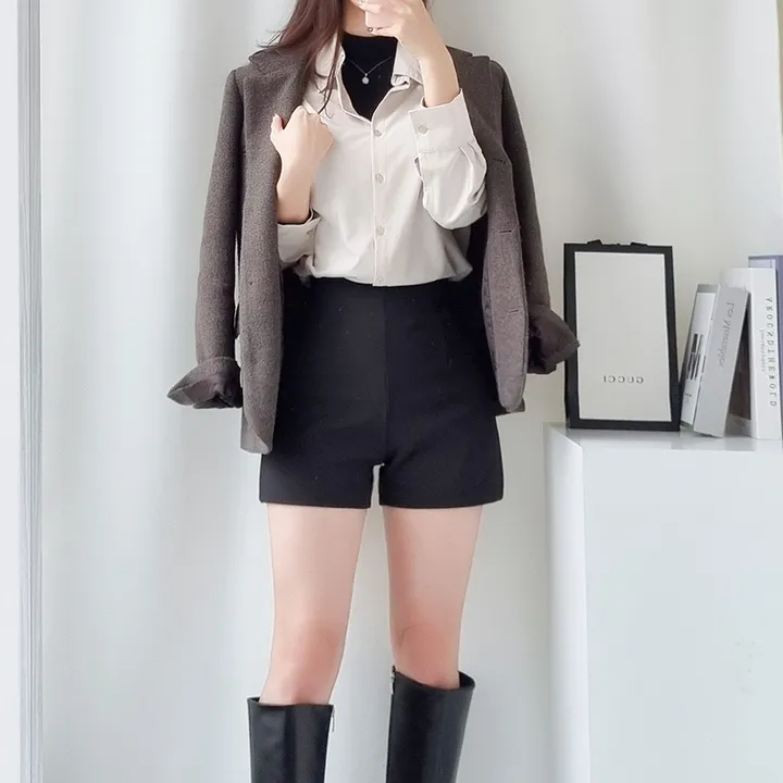 [당일발송🚀/엉밑살x/6천장돌파🧡] 하이웨스트 스판 정장 슬랙스 오피스 3부 반바지 숏팬츠 상세 이미지 11