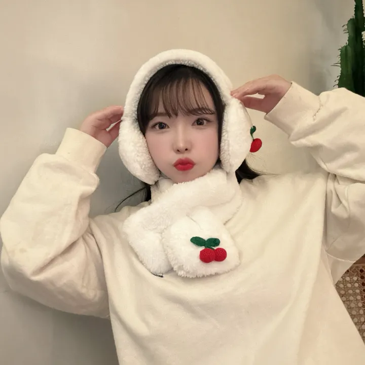 얼굴작아보여요🐑자체제작 스키장 모자 썰매장 양면착용 3컬러 귀도리 목도리 세트 머플러 귀마개 빅사이즈 겨울 포근 몽글몽글/ 상세 이미지 16