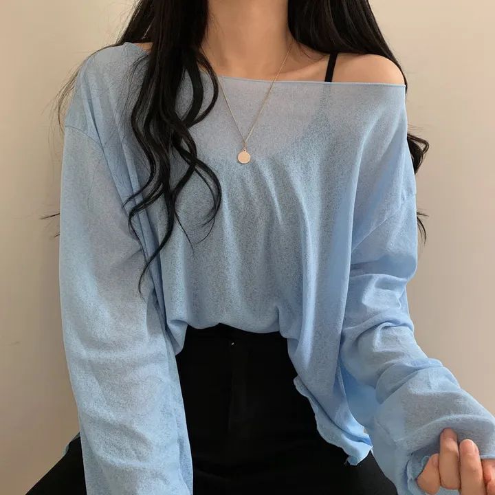 [재진행/여리핏 ] 물결 시스루 오프숄더 니트,티셔츠 ;6col 상세 이미지 7