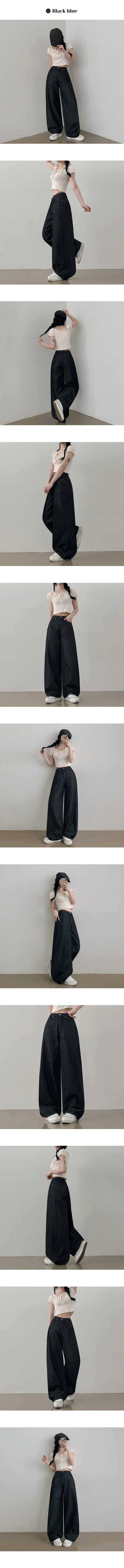 [쿨링원단/이염방지/여름데님/논페이드] 아누 하이웨스트 와이드 생지 데님 청바지 팬츠 (2color) 상세 이미지 12