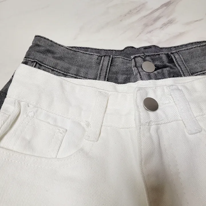 [가격실화?/데미지] 하이웨스트 컷팅 밑단 빈티지 데님 숏팬츠 청 반바지 (2color) 상세 이미지 21