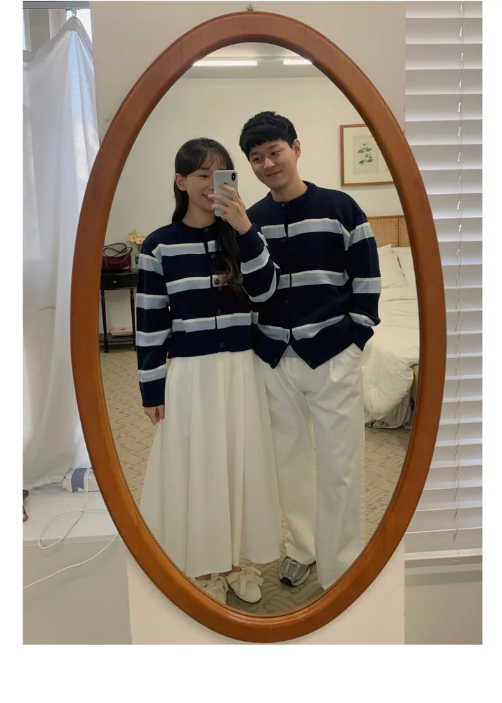 커플룩,시밀러룩베리 단가라 커플가디건 스트라이프 라운드가디건 시밀러룩 봄 꽃놀이 벚꽃 상세 이미지 17