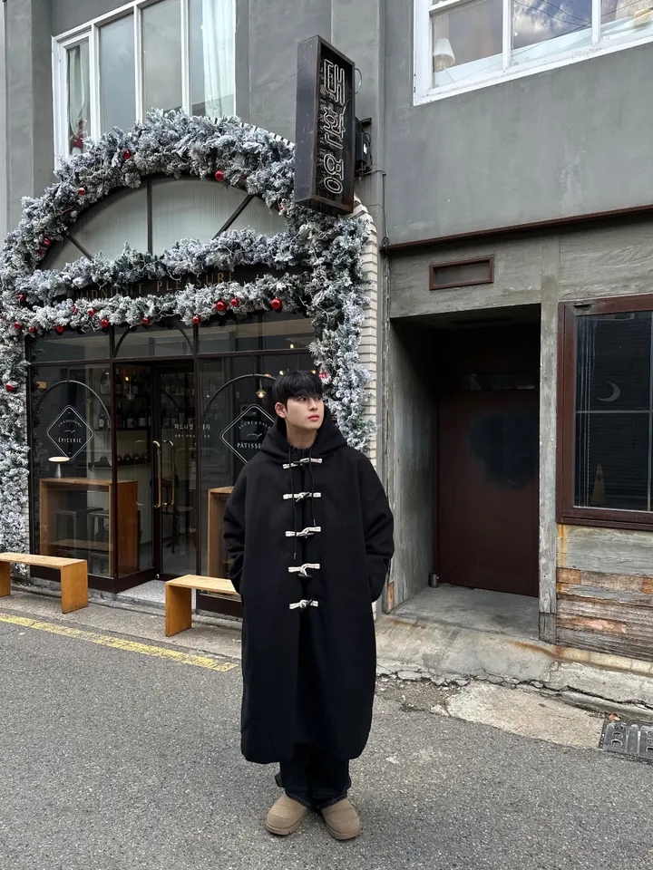 귀여운 왕박시 떡볶이 후드 롱 겨울 가을 코트 상세 이미지 14