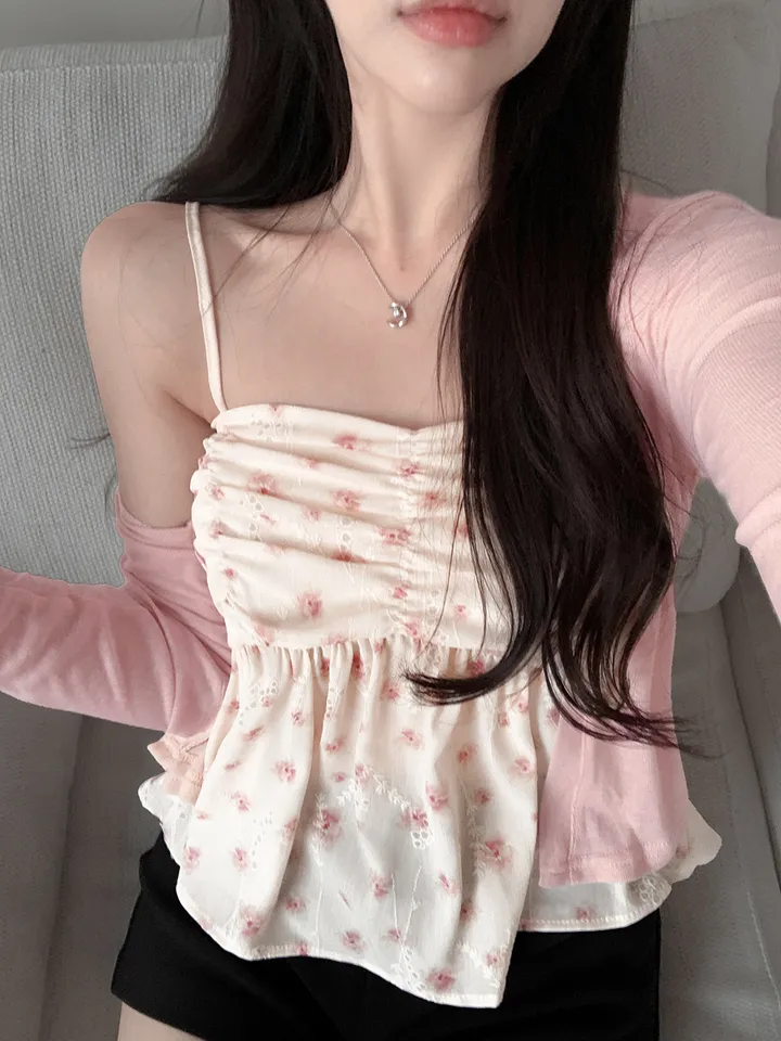 [나시+가디건세트] best 💘 히핑 cardigan + 플라워프릴나시 blouse set 상세 이미지 8