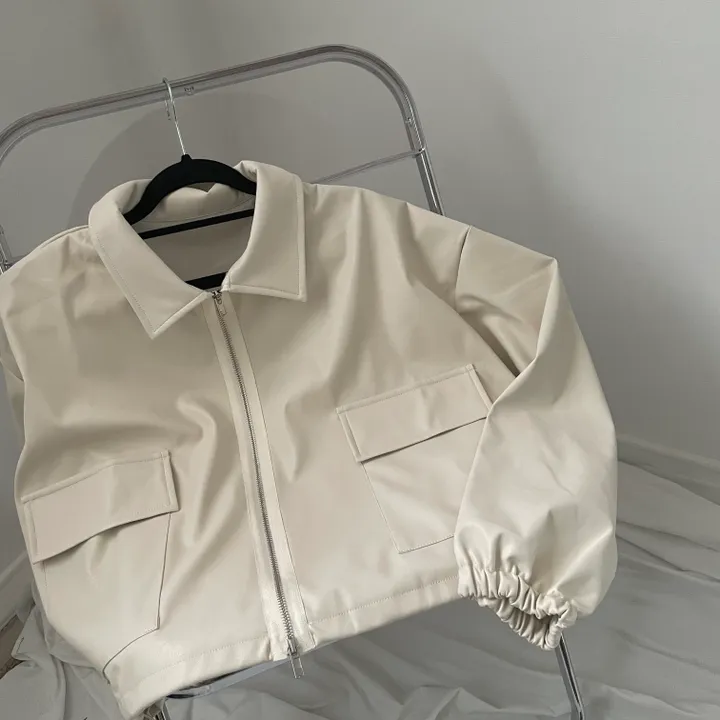 [투웨이/고퀄리티]레더 스트링 카라 크롭 라이더 숏자켓 3color 상세 이미지 6