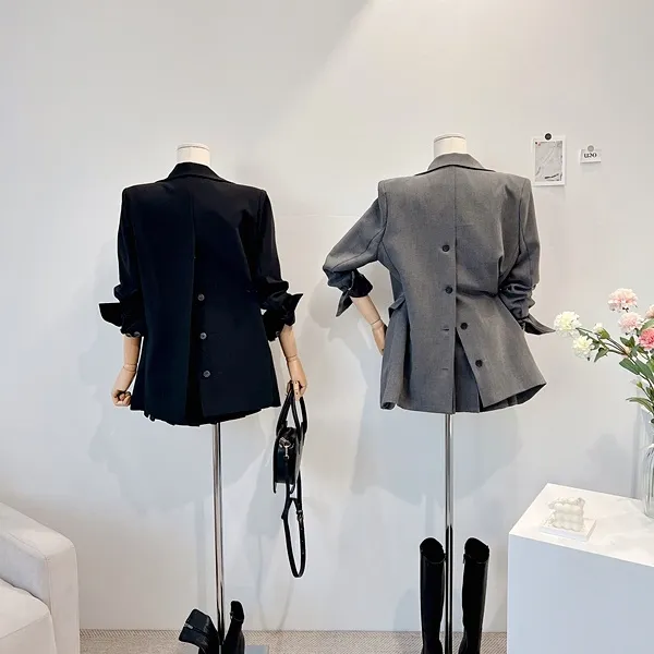 💙당일발송💙*자체제작* 뒷태여신 테일러드카라 대디자켓 버튼자켓 단추자켓 백트임 백버튼 뒷트임 오버핏자켓 슬림자켓 무지자켓 긴팔자켓 하프자켓 숏자켓 롱자켓 봄자켓 봄아우터 하객룩 상세 이미지 45